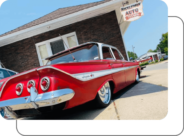 Old Classic American Car at Auto Body Shop